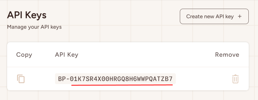 OneSource API Key Value