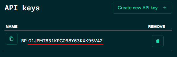 OneSource API Key Value