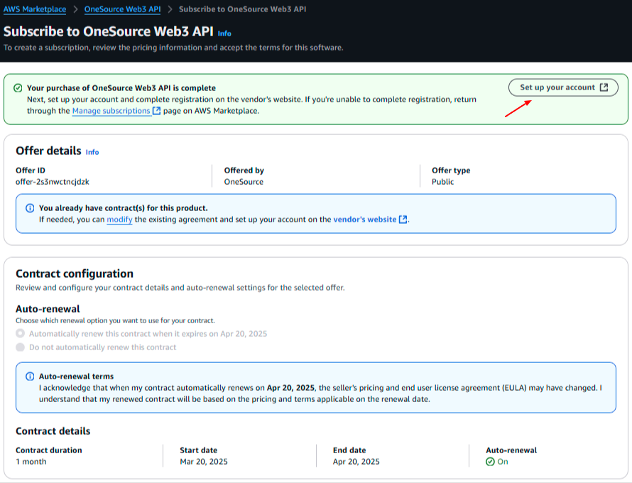 AWS Marketplace Subscription Confirmed