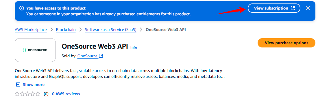OneSource Web3 API on AWS Marketplace