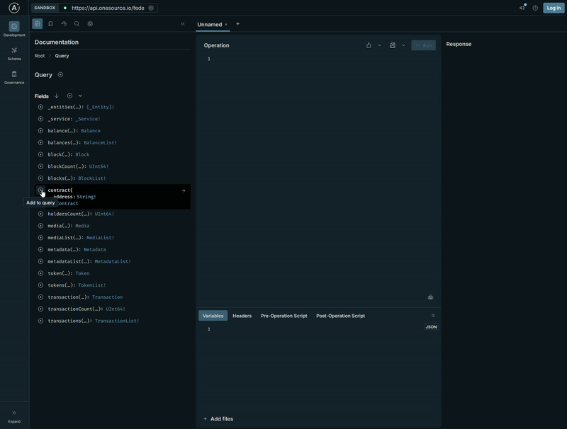 Apollo Sandbox Playground Query Build