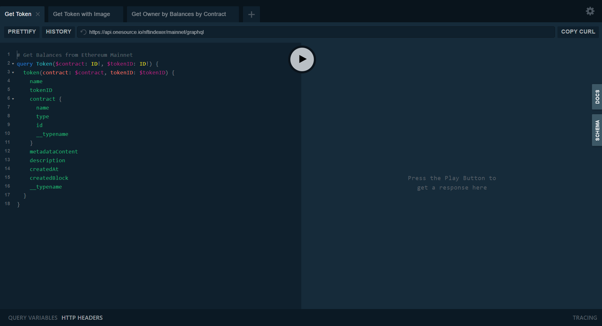 OneSource Playground Customize Preloaded Query
